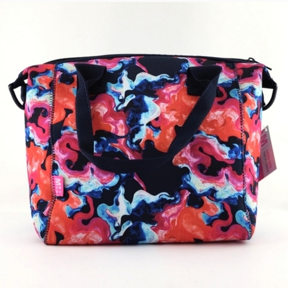 MyTagalongs Neoprene Lunch Tote Crossbody Bag Absract Floral  Zipper Closure - Picture 1 of 10